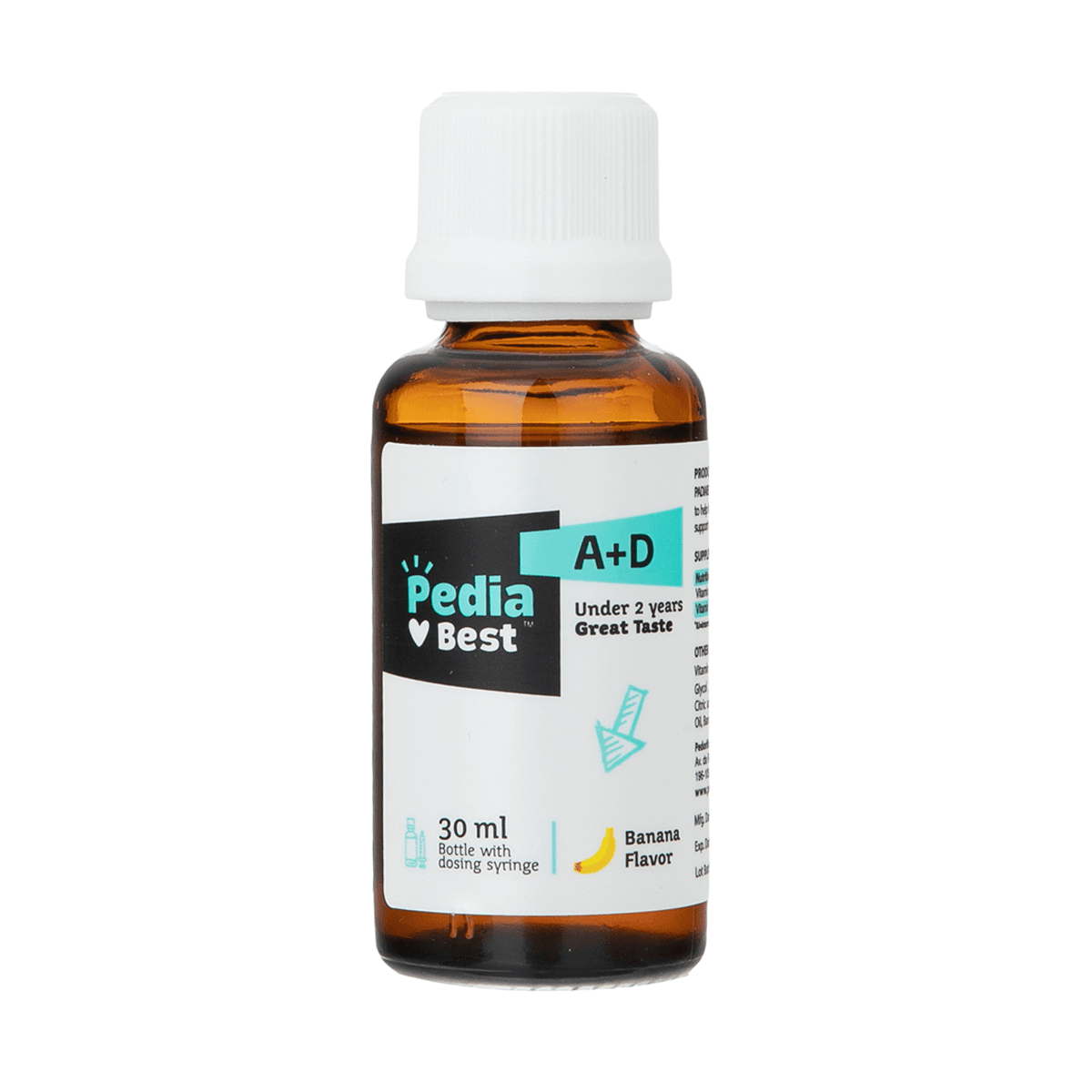 قطره ویتامین آ+د پدیابست با طعم موز 30 میلی لیتر-Pedia Best A+D Oral Drops With Banana Flavor 30 ml — تصویر ۲