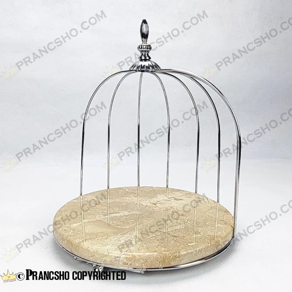 استند سنگی قفس و پروانه پروانه یک طبقه نقره‌ای سنگ پارادایس نسکافه ای