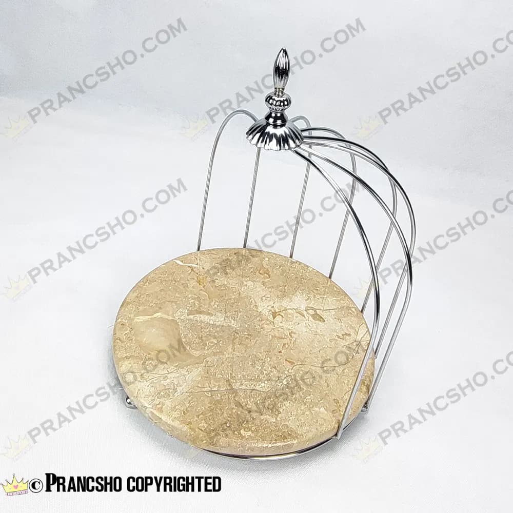 استند سنگی قفس و پروانه پروانه یک طبقه نقره‌ای سنگ پارادایس نسکافه ای — تصویر ۳