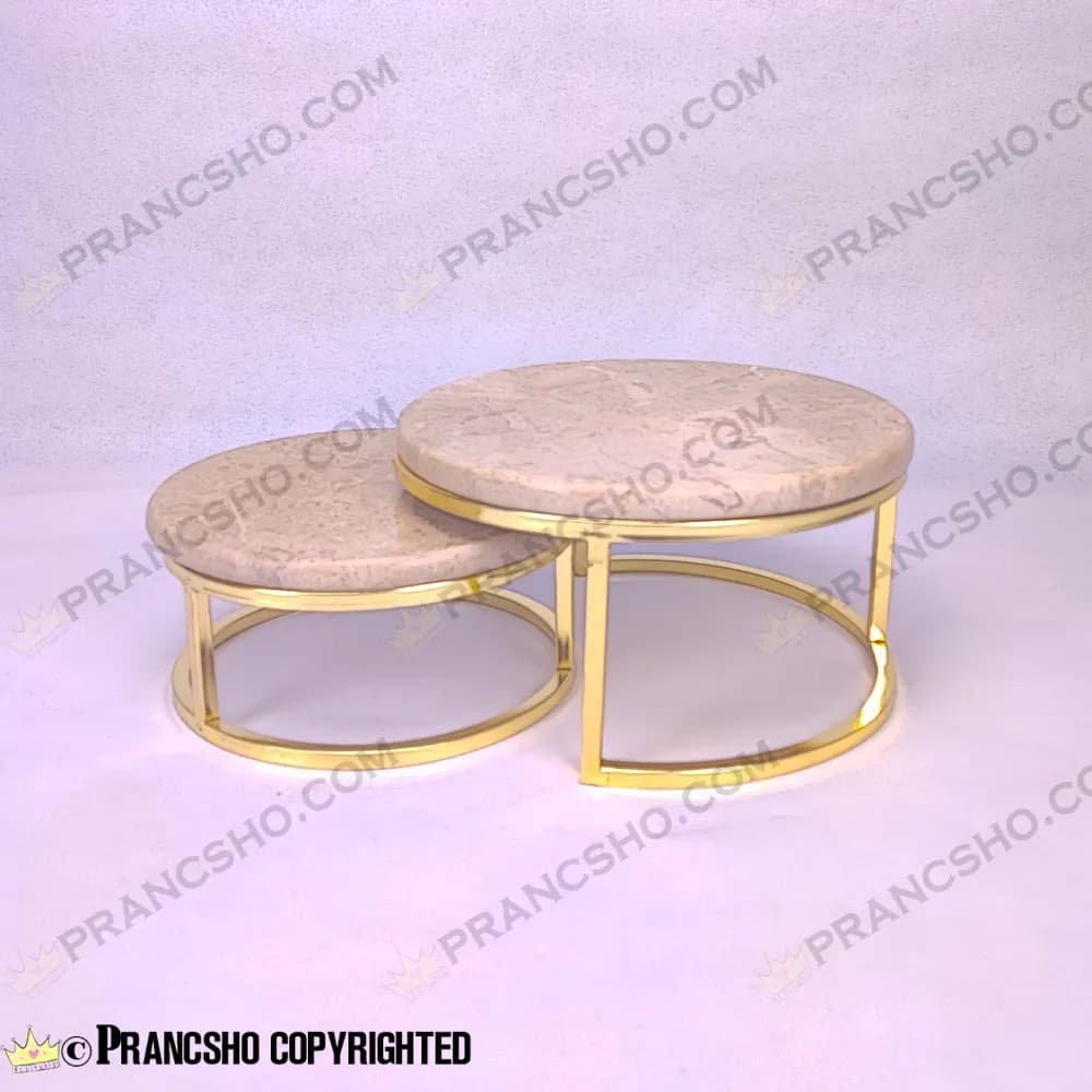 استند پذیرایی دو طبقه سنگی ساده طلایی سنگ پارادایس نسکافه‌ای