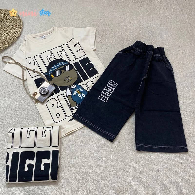 تیشرت لانگ و شلوارک جین پسرانه گنگ 8 تا 15 سال