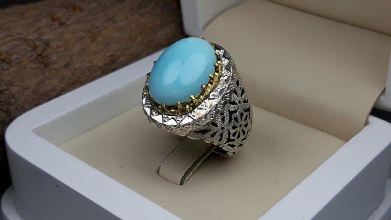 انگشتر مردانه فیروزه نیشابوری عجمی درجه یک کد 380
