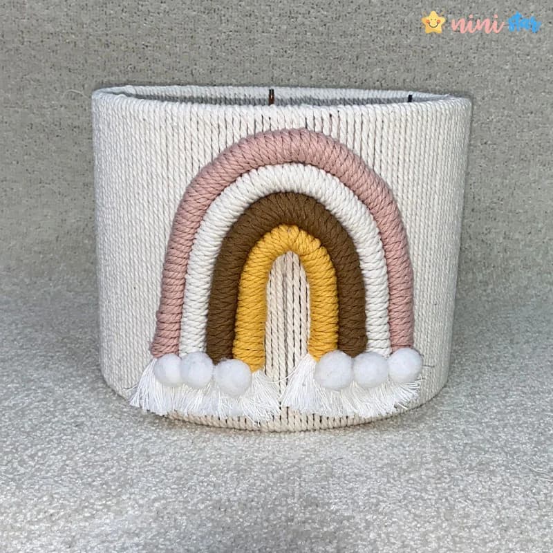 سطل زباله مکرومه اتاق کودک مدل رنگین کمال 01