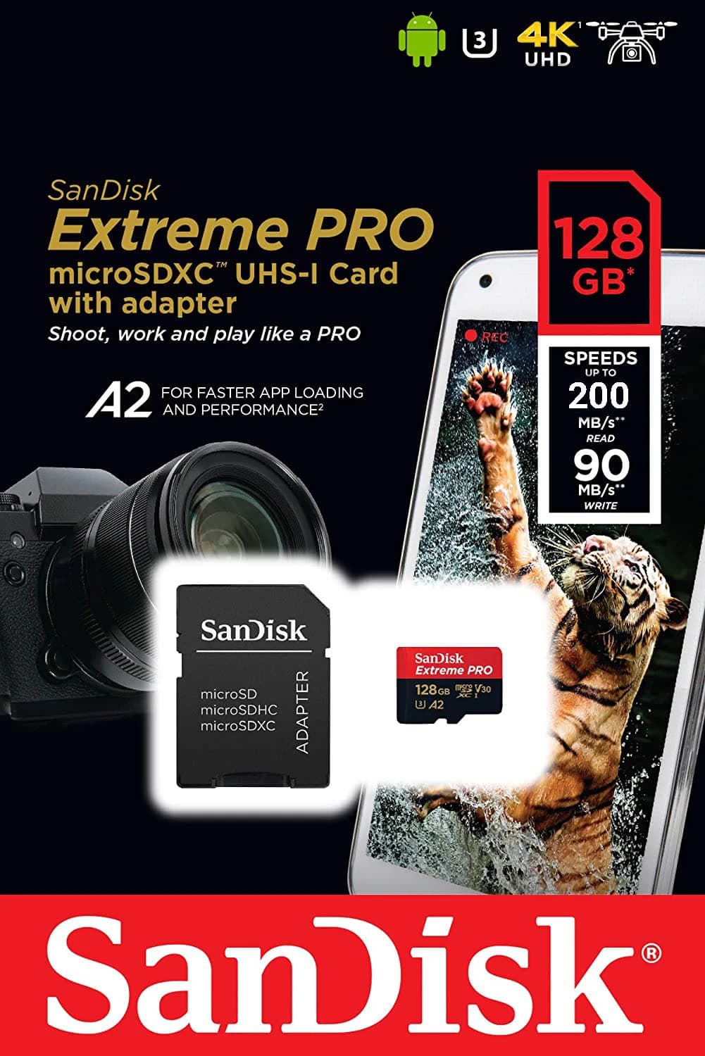 کارت حافظه سن دیسک Extreme Pro مدل SDXC UHS-I ظرفیت 128 گیگ