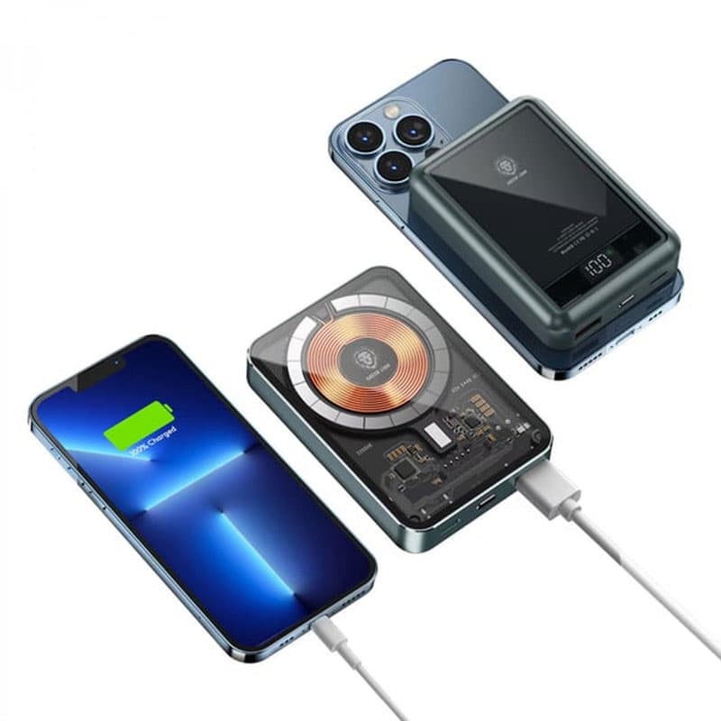 پاور بانک مگنتی گرین لاین Green Lion Transparent Magsafe با ظرفیت 10000mAh