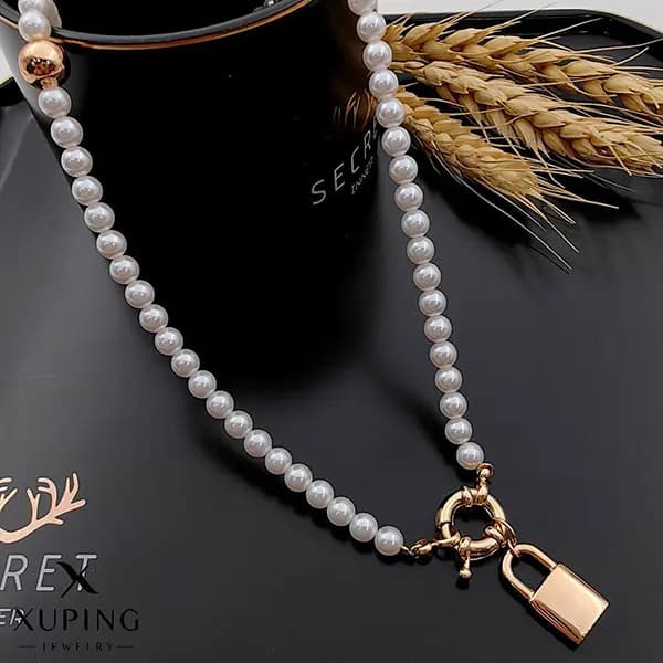گردنبند مروارید قفل آویز ژوپینگ