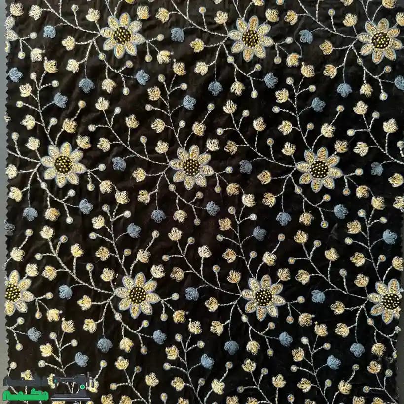 پارچه مخمل سوزن دوزی مشکی