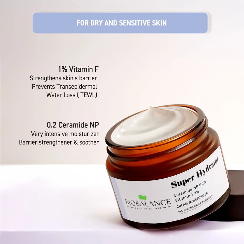 سوپر کرم آبرسان مرطوب کننده بایوبالانس حاوی (سرامید و ویتامین F) biobalance-super-hydrator-cream-ceramide-vitamin-f 50 — تصویر ۳