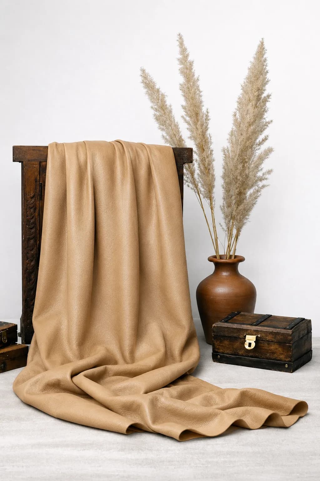 پارچه چرم پشت جودون قهوه ای شنی
