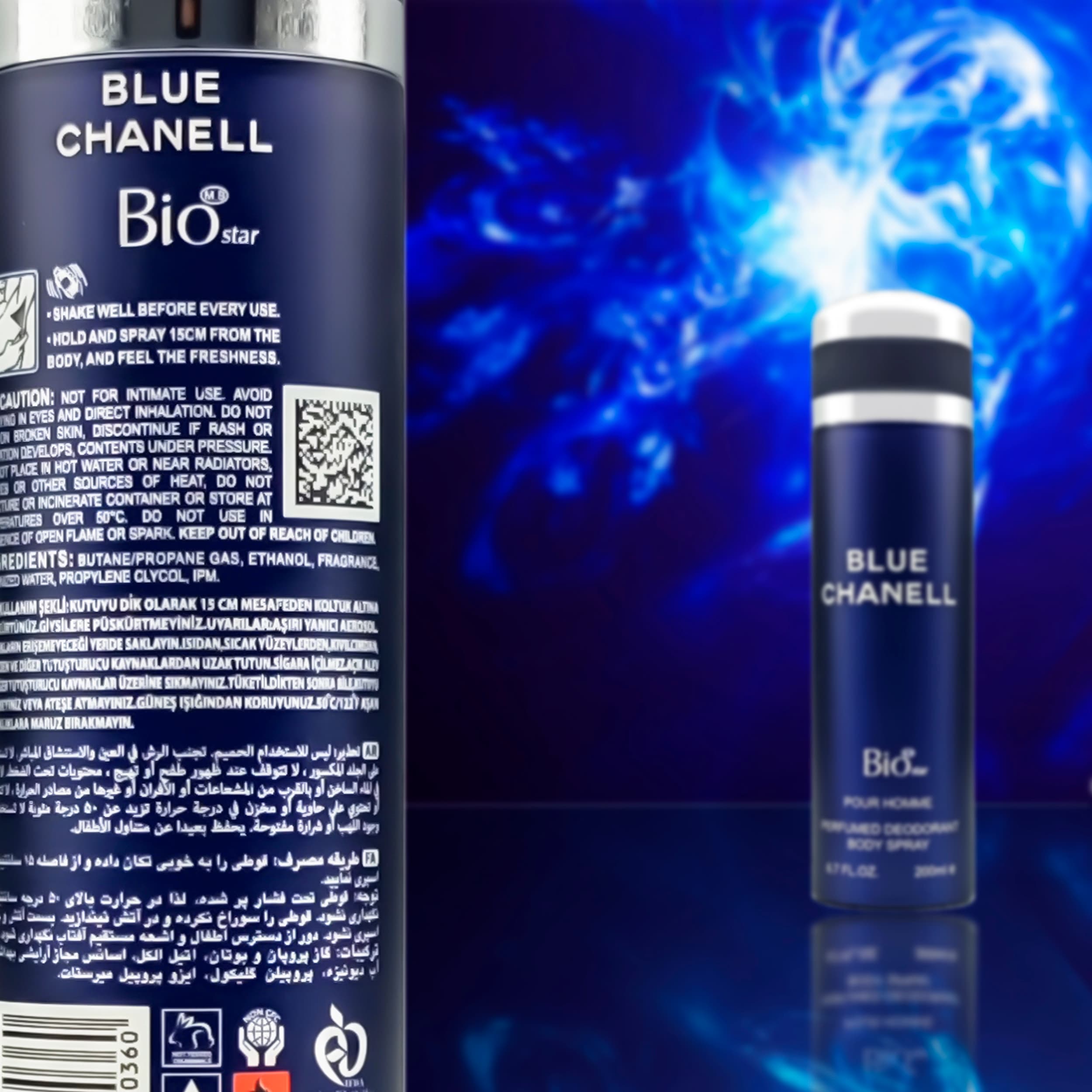 اسپری بدن مردانه بیو استار مدل Blue Chanell حجم 200 میلی لیتر — تصویر ۲