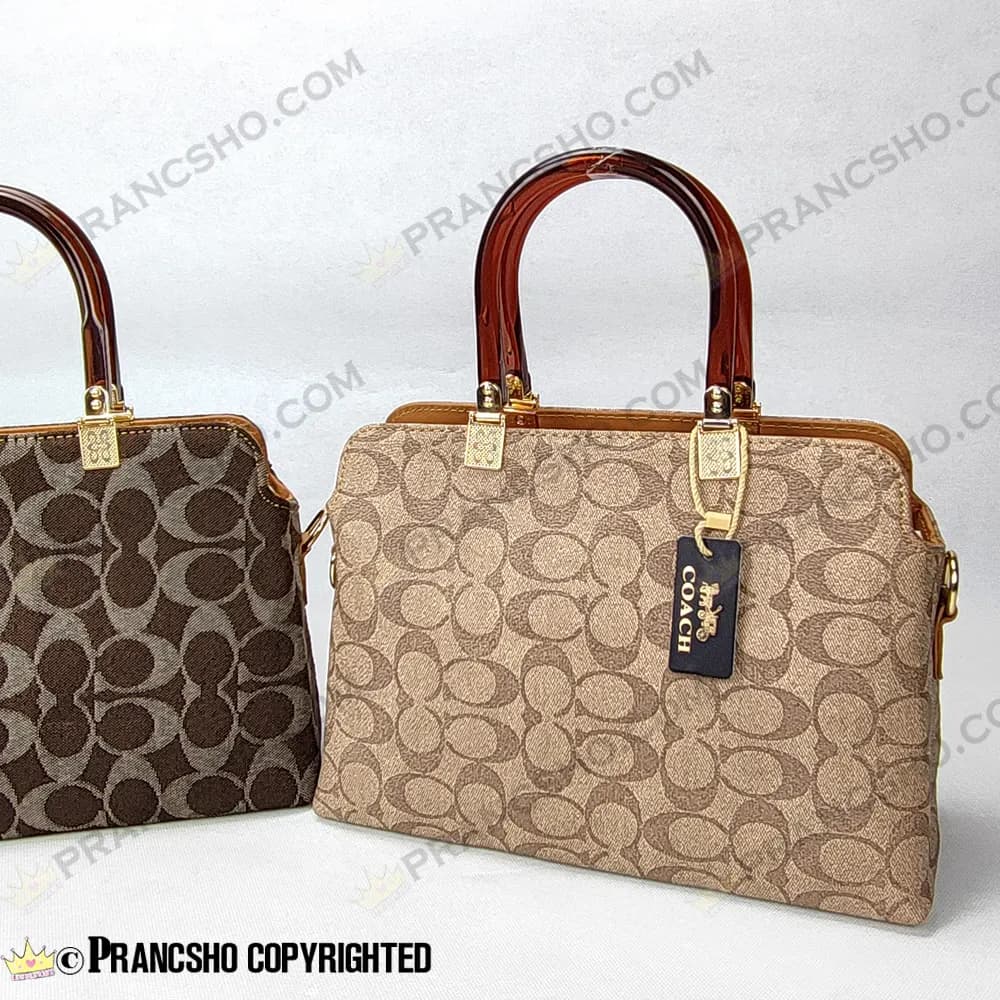 کیف زنانه بزرگ دسته شیشه ای طرح کوچ COACH کرم های‌کپی (High Copy) — تصویر ۶