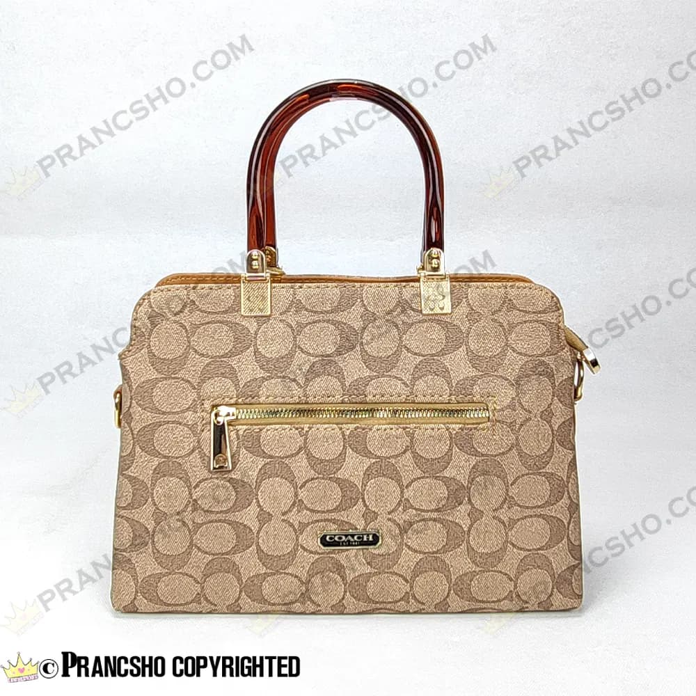 کیف زنانه بزرگ دسته شیشه ای طرح کوچ COACH کرم های‌کپی (High Copy) — تصویر ۵