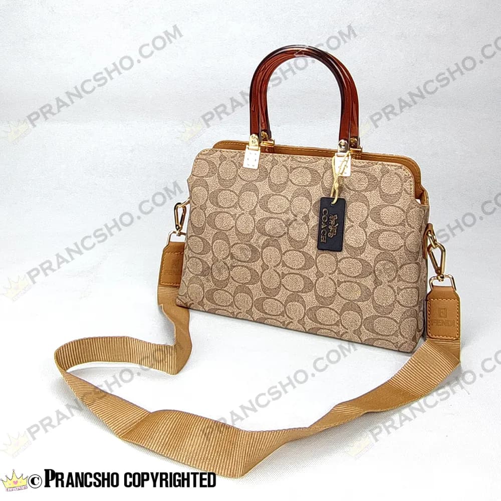کیف زنانه بزرگ دسته شیشه ای طرح کوچ COACH کرم های‌کپی (High Copy) — تصویر ۳