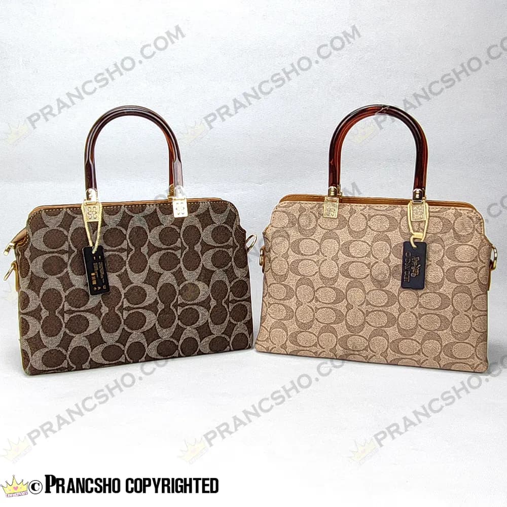 کیف زنانه بزرگ دسته شیشه ای طرح کوچ COACH کرم های‌کپی (High Copy) — تصویر ۴