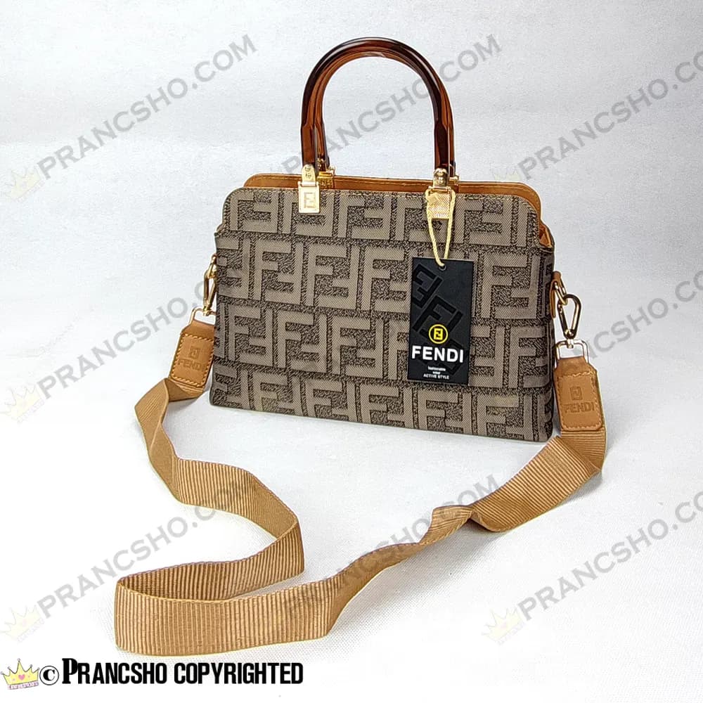 کیف زنانه بزرگ دسته شیشه ای طرح فندی FENDI خاکستری بزرگ های‌کپی (High Copy) — تصویر ۳
