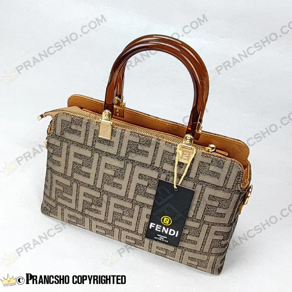 کیف زنانه بزرگ دسته شیشه ای طرح فندی FENDI خاکستری بزرگ های‌کپی (High Copy) — تصویر ۷