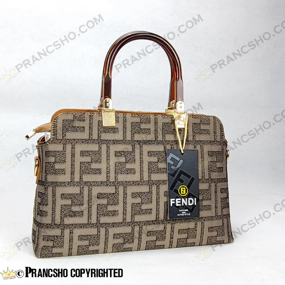 کیف زنانه بزرگ دسته شیشه ای طرح فندی FENDI خاکستری بزرگ های‌کپی (High Copy) — تصویر ۹