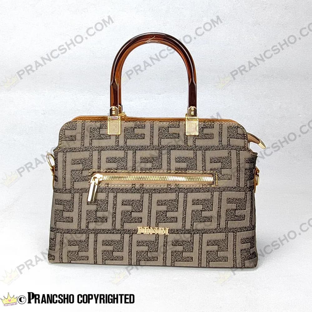 کیف زنانه بزرگ دسته شیشه ای طرح فندی FENDI خاکستری بزرگ های‌کپی (High Copy) — تصویر ۵
