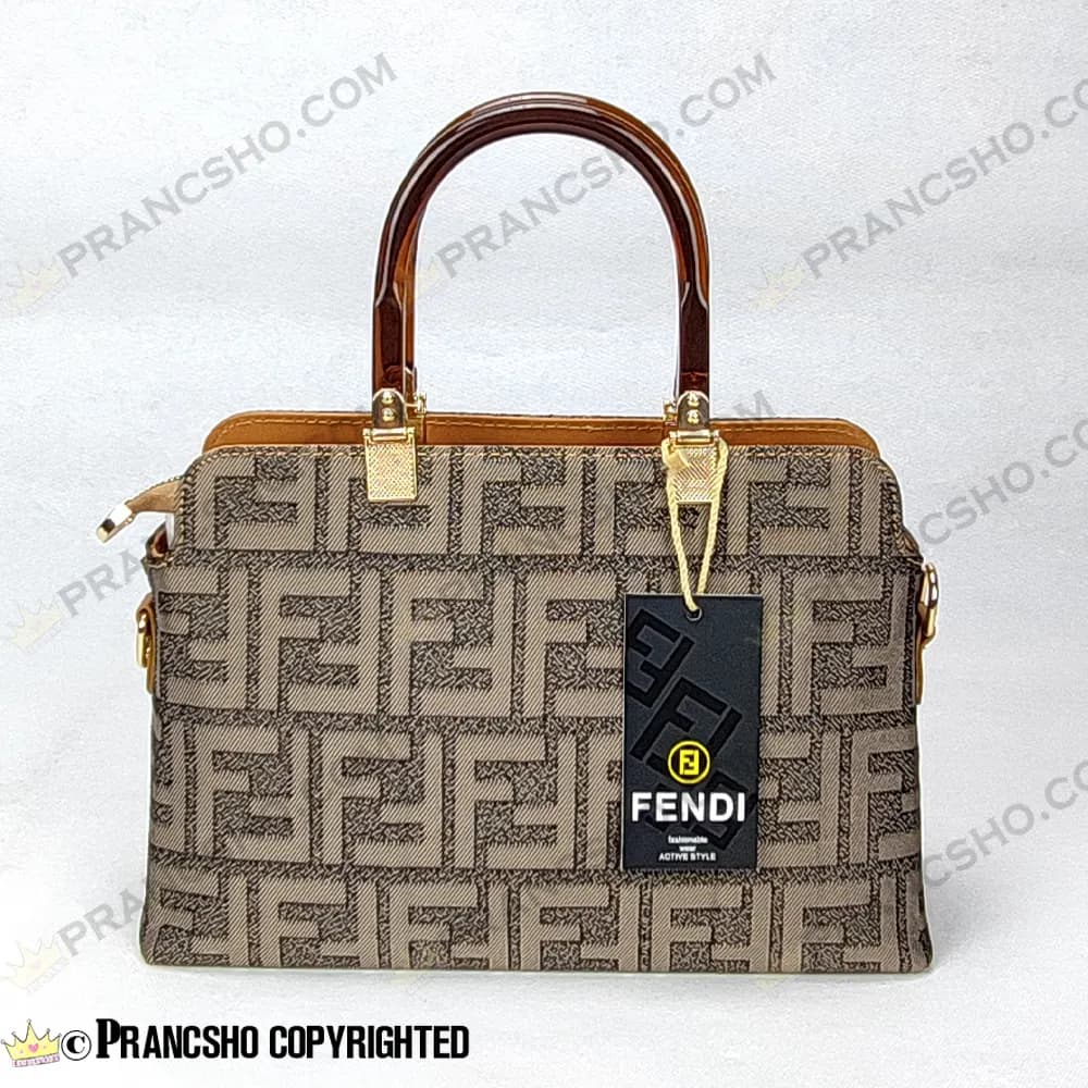 کیف زنانه بزرگ دسته شیشه ای طرح فندی FENDI خاکستری بزرگ های‌کپی (High Copy)