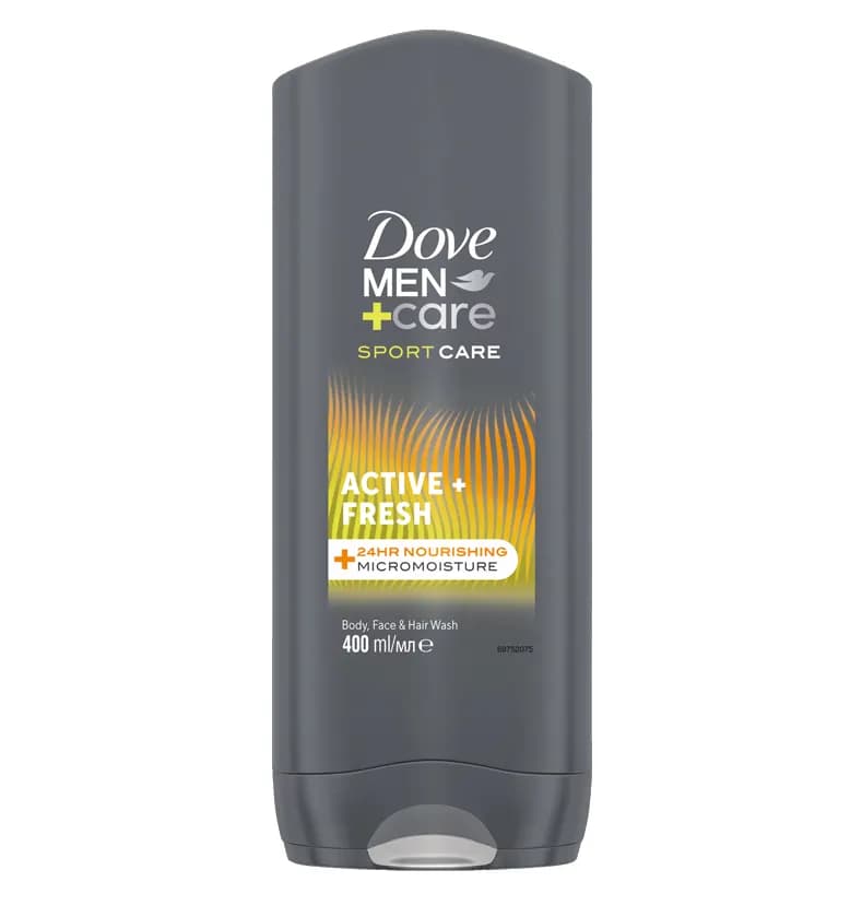 شامپو سر، بدن و صورت داو Dove سری Men+Care مدل Active+Fresh حجم 400 میل — تصویر ۲