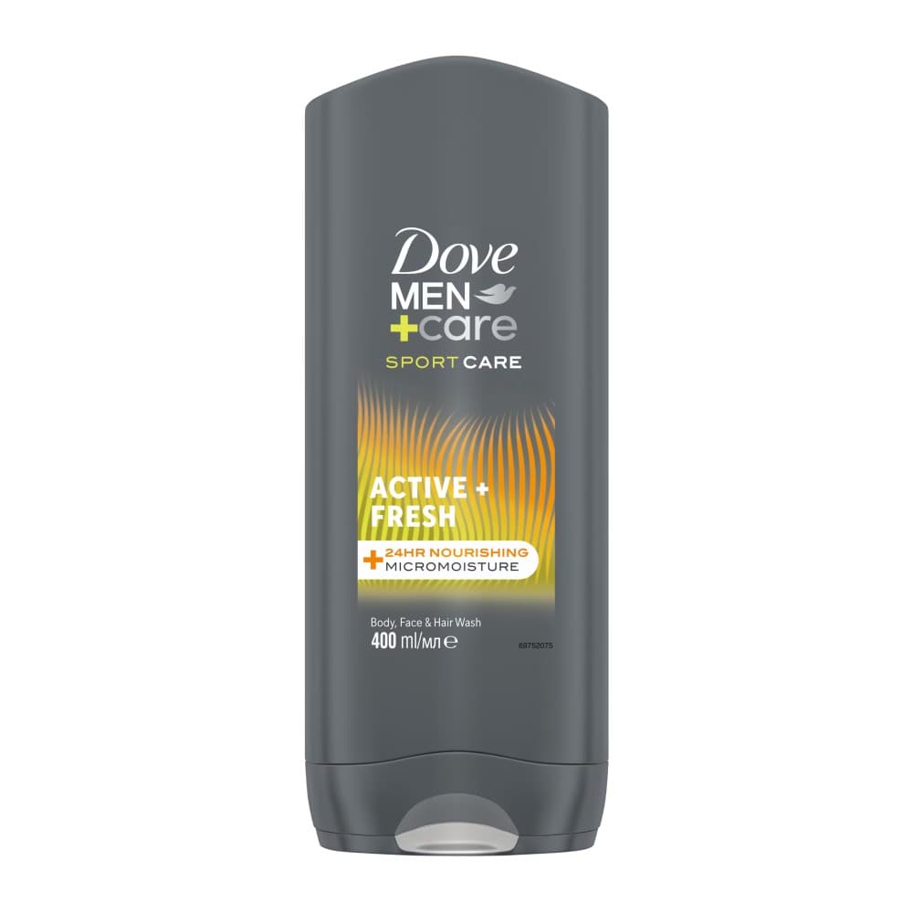 شامپو سر، بدن و صورت داو Dove سری Men+Care مدل Active+Fresh حجم 400 میل