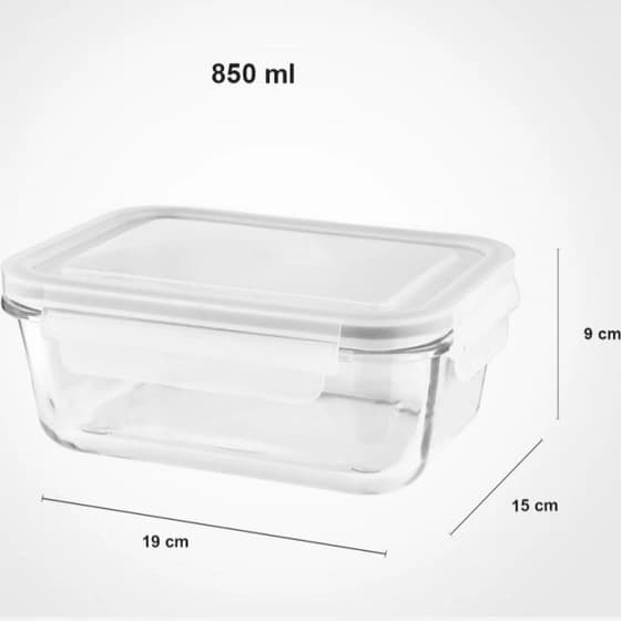 ظرف شیشه ای مستطیل 850 میلی لیتر | لیمون — تصویر ۲