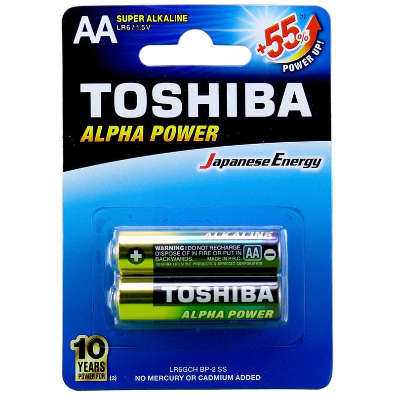 باتری قلمی سوپر آلکالاین توشیبا ALPHA POWER بسته دوتایی — تصویر ۲