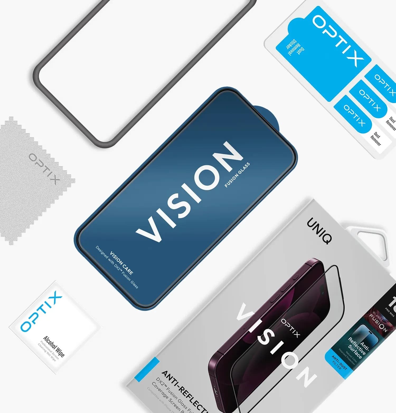 محافظ صفحه نمایش آیفون 18 پرو مکس یونیک مدل UNIQ Optix Vision™ Anti-Reflective — تصویر ۵