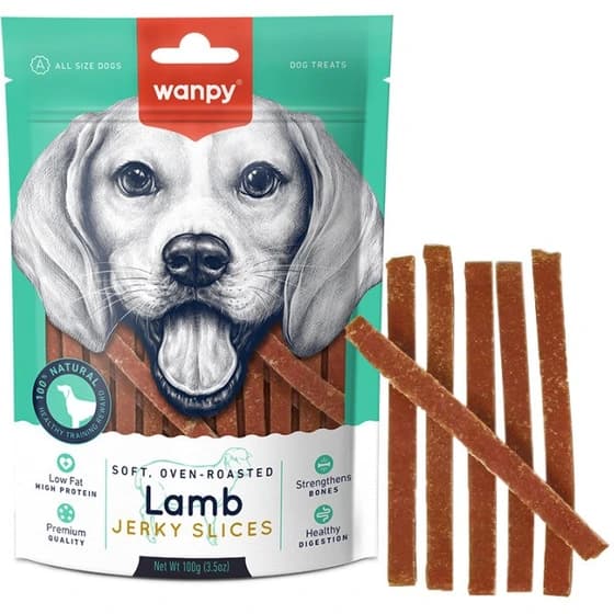 تشویقی سگ ونپی مدل Lamb Jerky Slices وزن 100 گرم — تصویر ۲