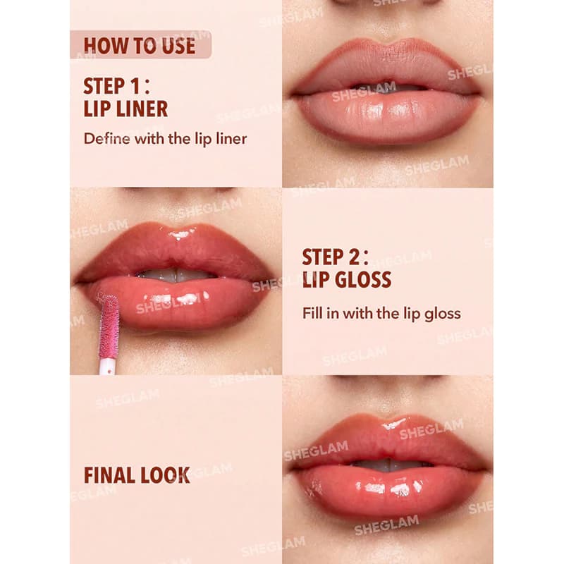 لیپ گلاس و خط لب دو طرفه شیگلم مدل LIP RULES رنگ GOLDEN RULE — تصویر ۴