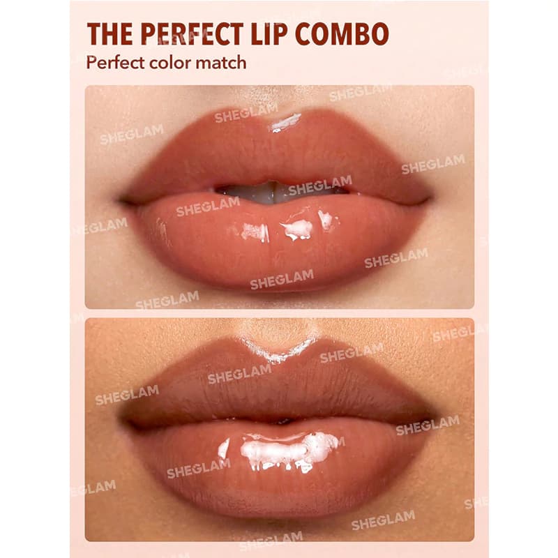 لیپ گلاس و خط لب دو طرفه شیگلم مدل LIP RULES رنگ GOLDEN RULE — تصویر ۲