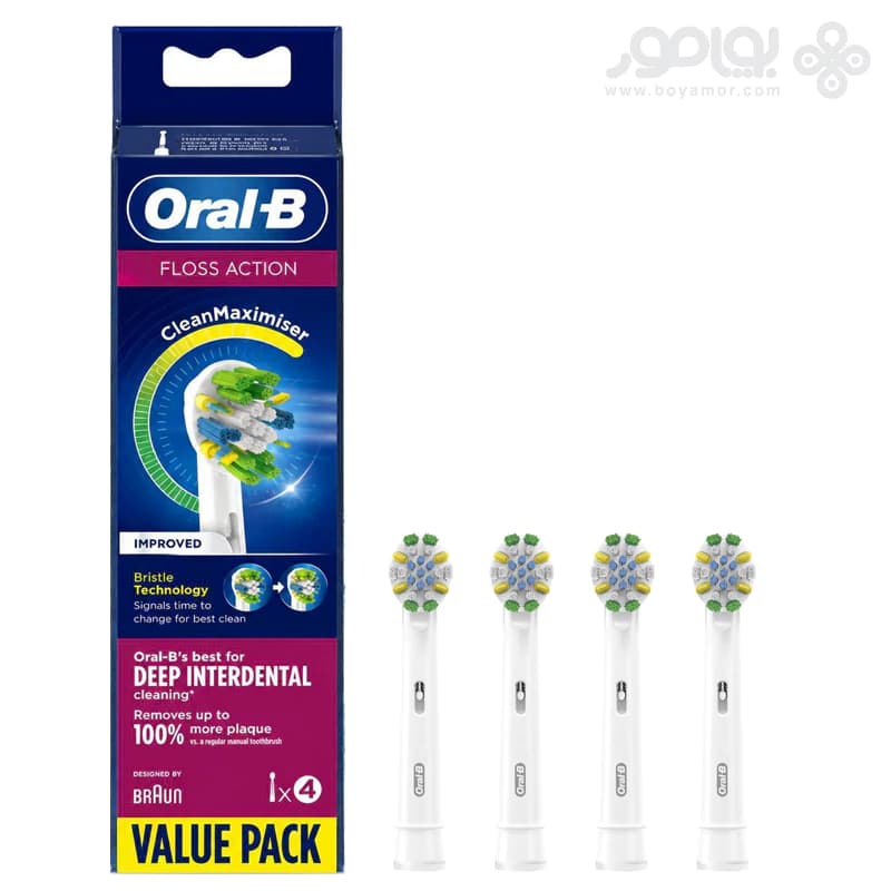 یدک مسواک برقی اورال بی مدل FLOSS ACTION بسته 4 عددی — تصویر ۲