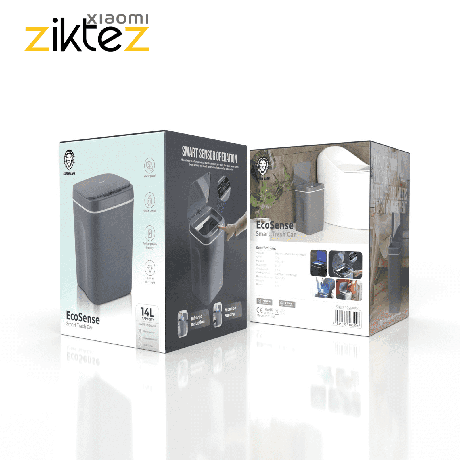سطل زباله هوشمند 14 لیتر گرین لاین Green Ecosense GNSECODUSTBGY Smart Trash Bin(اورجینال ارسال فوری) — تصویر ۳