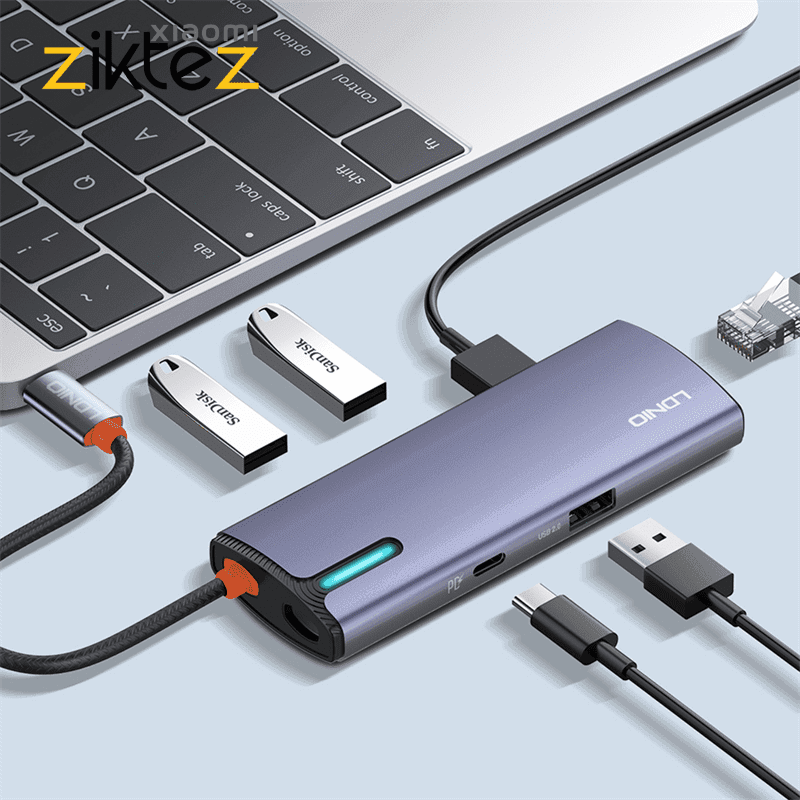هاب 6 پورت 100 وات LDNIO 6in1 Type-c Hub Adapter DS-16U (اورجینال با گارانتی)