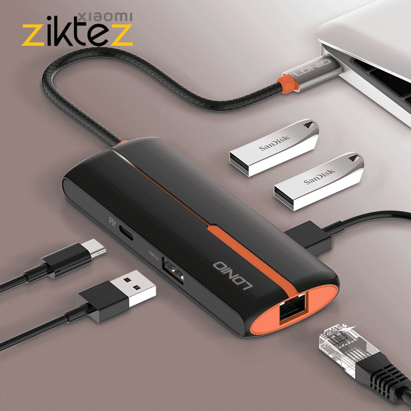 هاب 6 پورت 100 وات الدینیو LDNIO 6in1 Type-c Hub Adapter DS-26U (اورجینال با گارانتی)