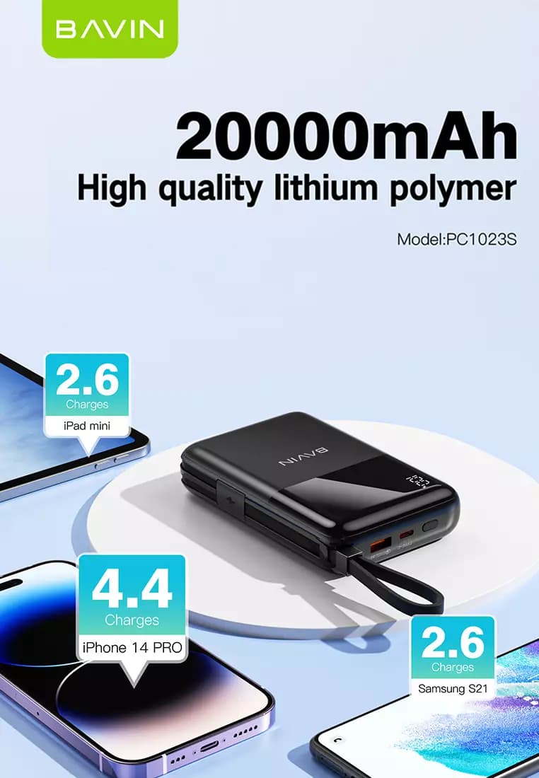 پاوربانک 20000 باوین 22.5وات Bavin PC1023S Fast Charge (اورجینال ارسال فوری) — تصویر ۵