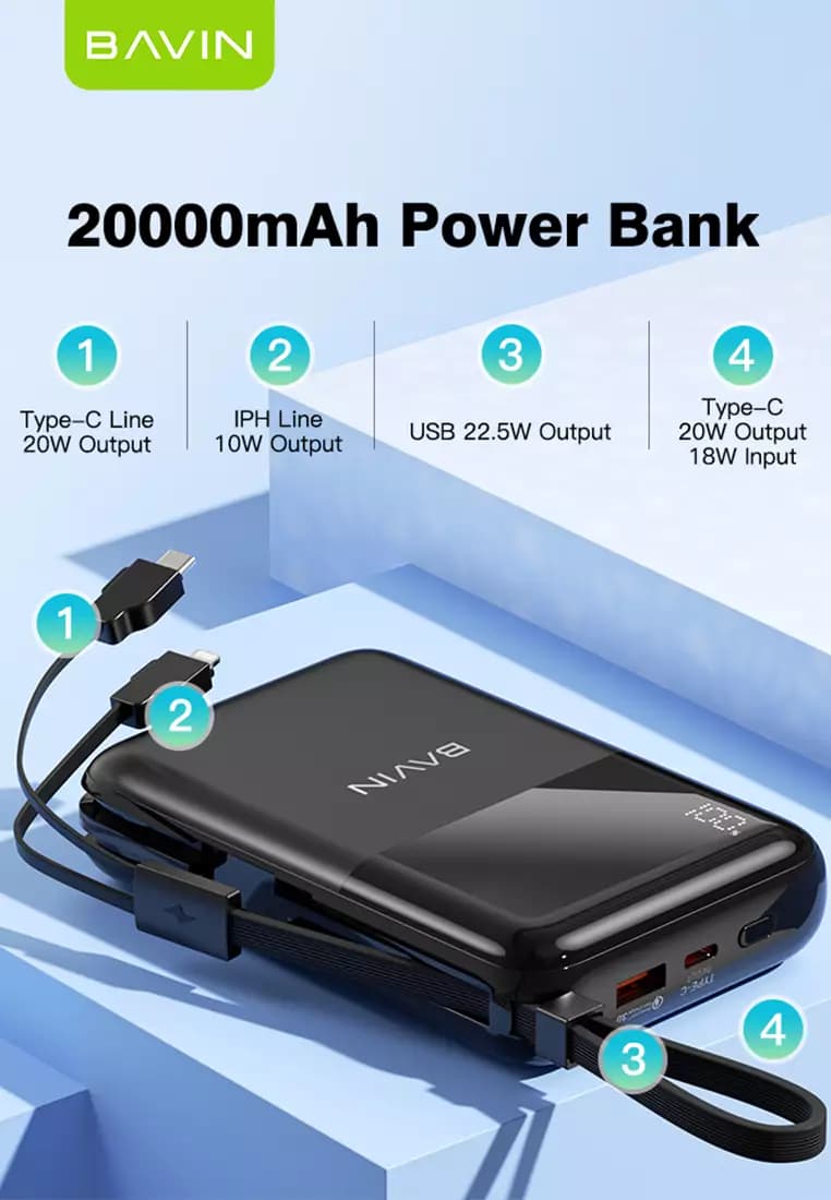 پاوربانک 20000 باوین 22.5وات Bavin PC1023S Fast Charge (اورجینال ارسال فوری) — تصویر ۸