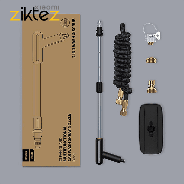 کارواش 30 متری خودرو بیسوس نازل و تی مدل Baseus Multifunctional Car Wash Spray Nozzle CRXC01-G01 (اورجینال ارسال فوری)