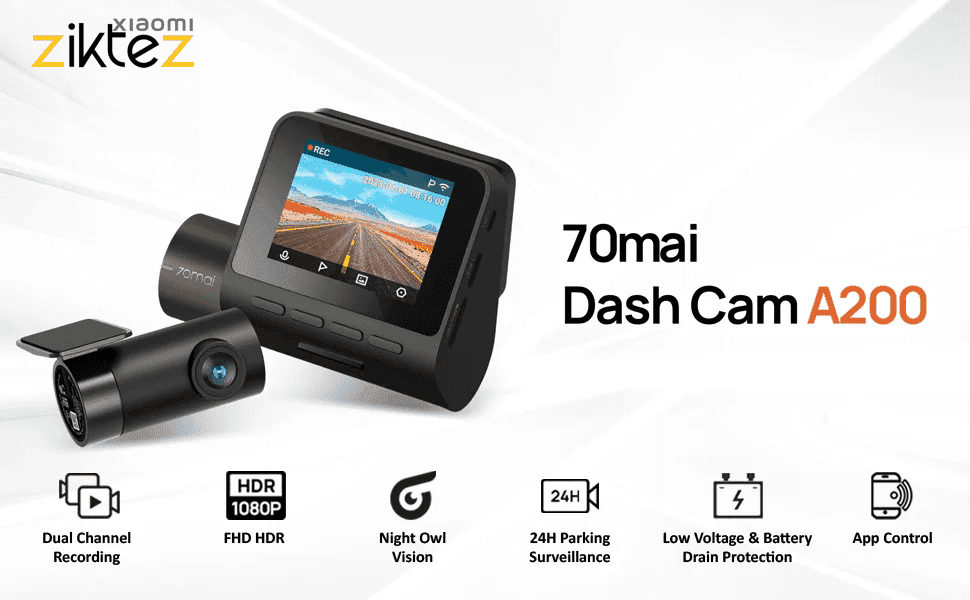 دوربین خودرو شیائومی 70mai Dash Cam A200 Set New version همراه با دوربین عقب (اورجینال) — تصویر ۵