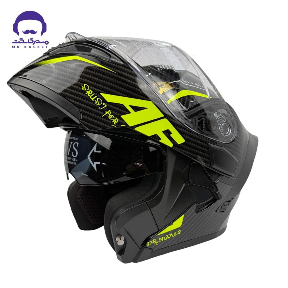 کلاه کاسکت فک متحرک کایک مدل 772 طرح carbon fashion A6 — تصویر ۳