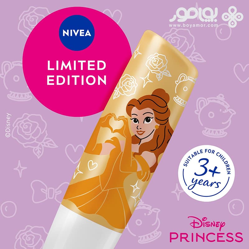 بالم لب بچگانه لابلو سری DISNEY PRINCESS BELLE رایحه کاپ کیک وانیلی — تصویر ۵