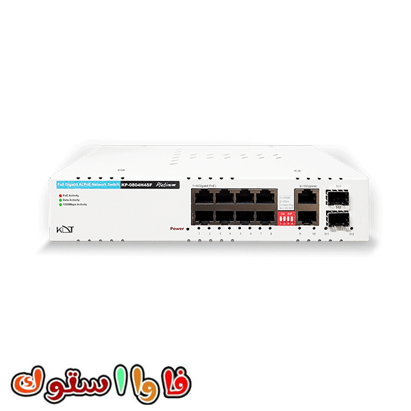سوئیچ شبکه PoE کی دی تی مدل KP-0804H4SF — تصویر ۲