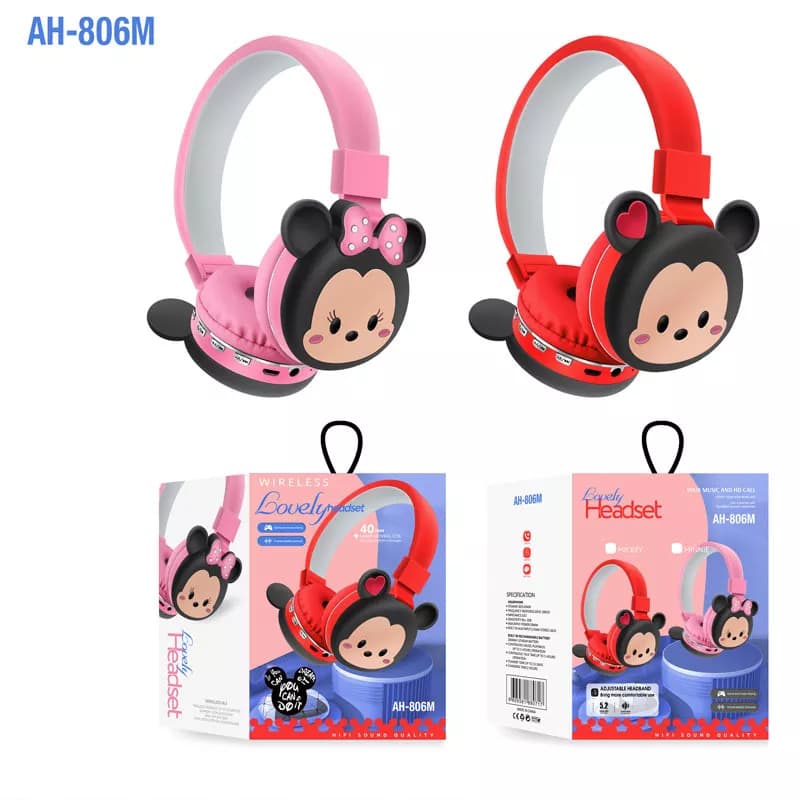 هدفون بلوتوثی طرح میکی موس مدل AH-806M — تصویر ۴