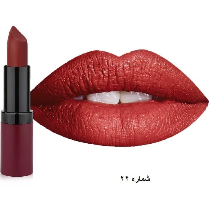 رژ لب جامد مات مخملی گلدن رز مدل Velvet Matte شماره 22 — تصویر ۲