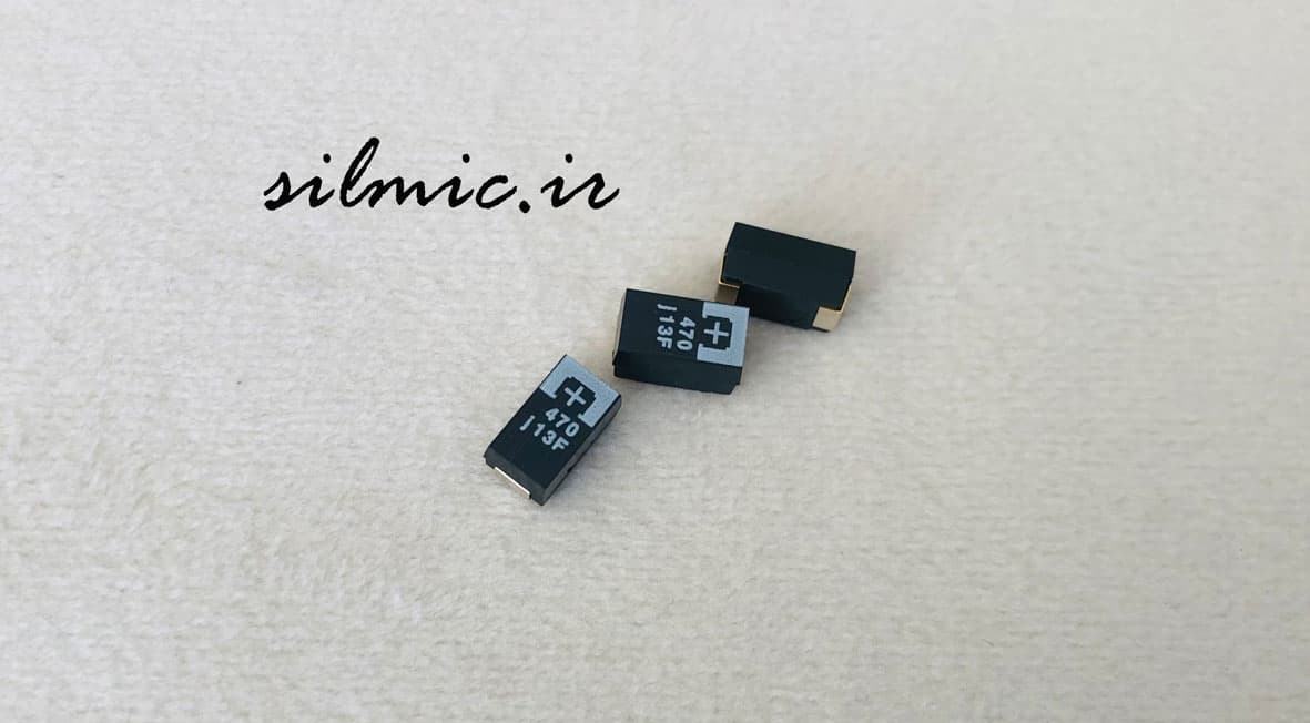 خازن پلیمر جامد تانتالیوم 470 میکرو فاراد 6.3 ولت Panasonic super Low ESR سری TPF