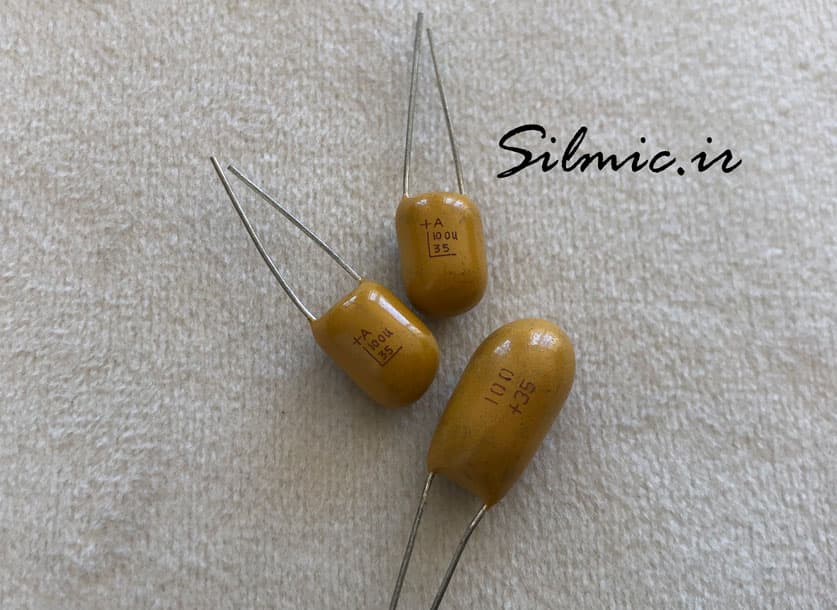 خازن تانتالیوم 100 میکرو فاراد 35 ولت ساخت اروپا مناسب مصارف دقیق — تصویر ۳