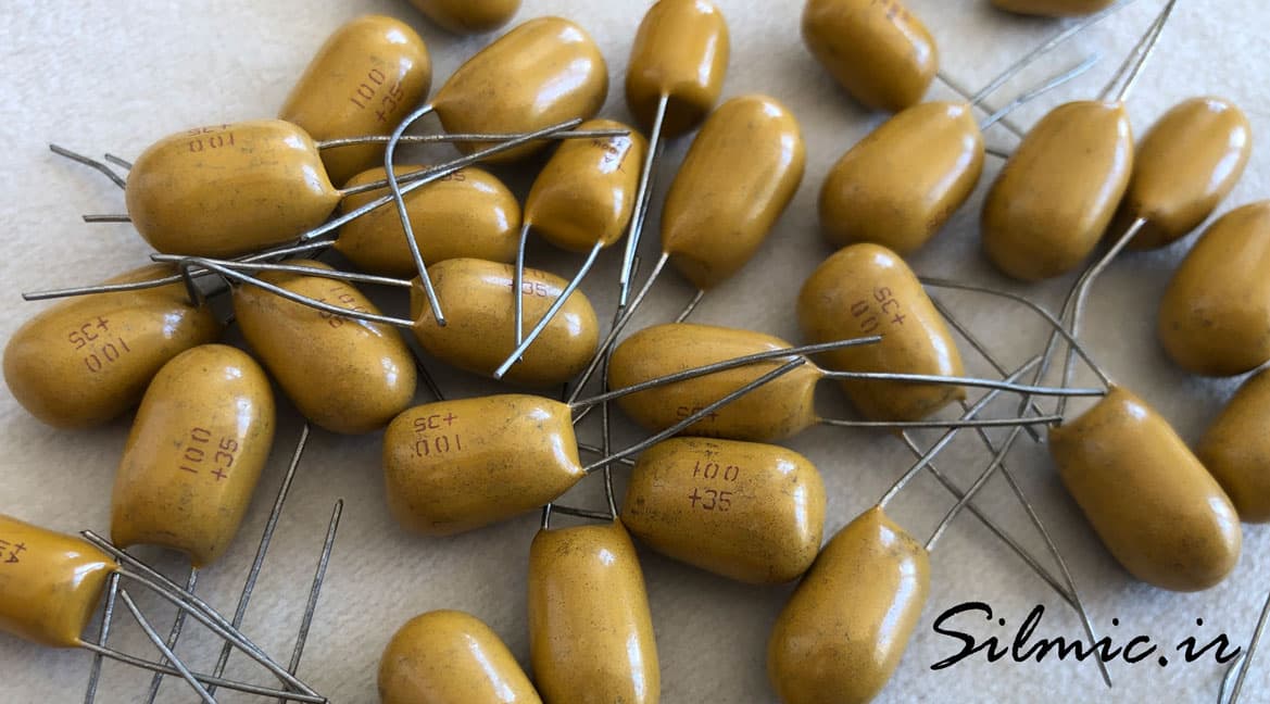 خازن تانتالیوم 100 میکرو فاراد 35 ولت ساخت اروپا مناسب مصارف دقیق