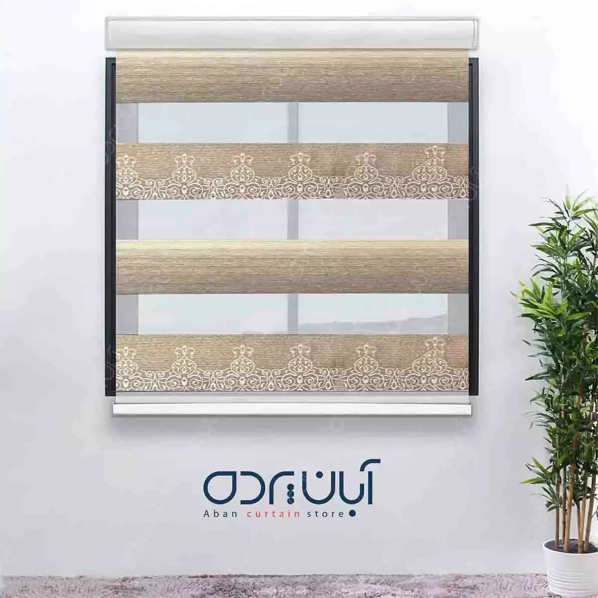پرده زبرا طوسی تیره طلایی طرح دار