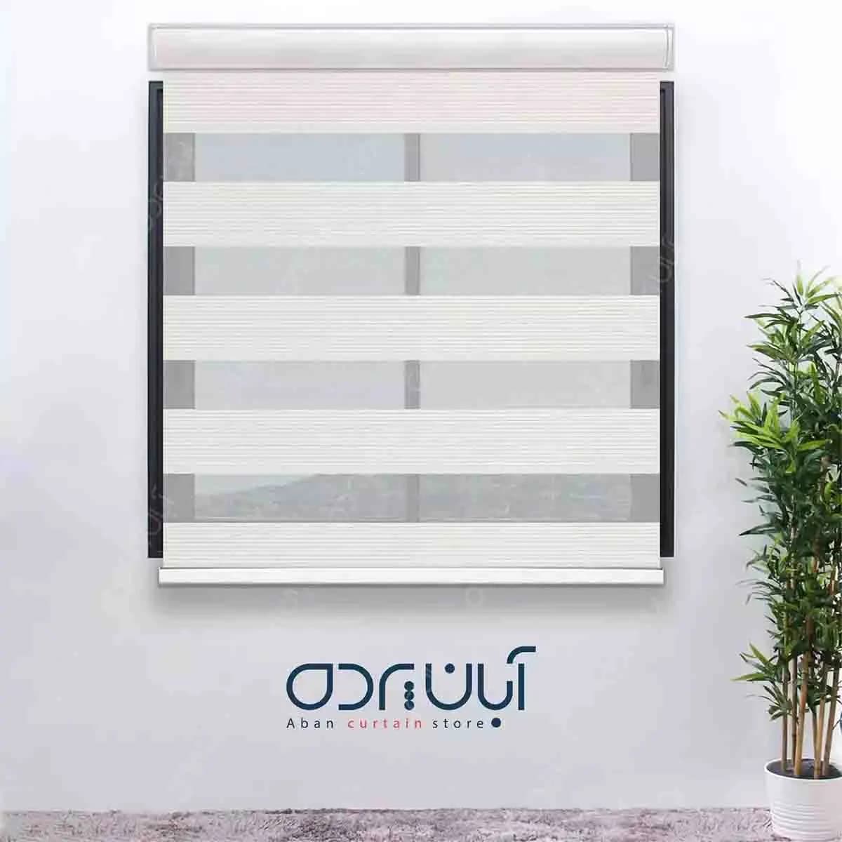پرده زبرا سفید مدل پلیسه