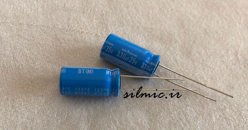 خازن دما بالای 330 میکرو فاراد 35 ولت nichicon ژاپن سری BT با طول عمر بالا — تصویر ۳